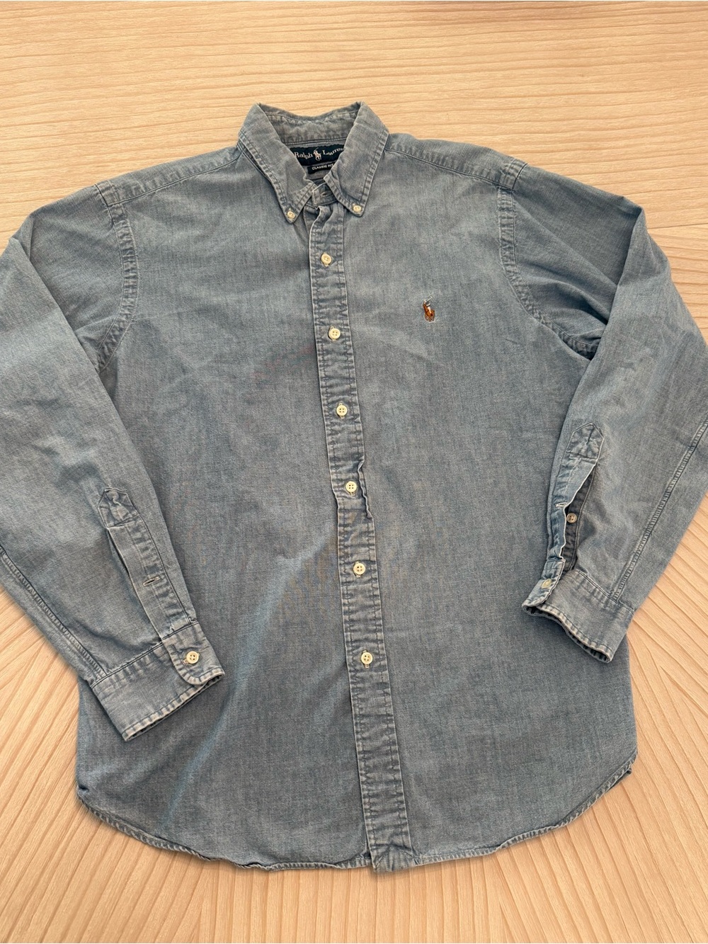 Ralph Lauren Light Blue Denim Button-Down Shirt Vintage - Picture 7 of 7